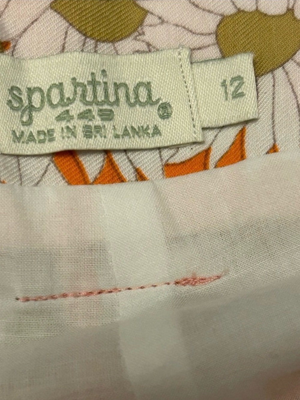 Spartina 449 Floral Stripe Skirt in Orange, Olive & White - Picture 3 of 4